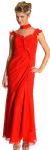 Ruffle Beaded Formal Dress in Red